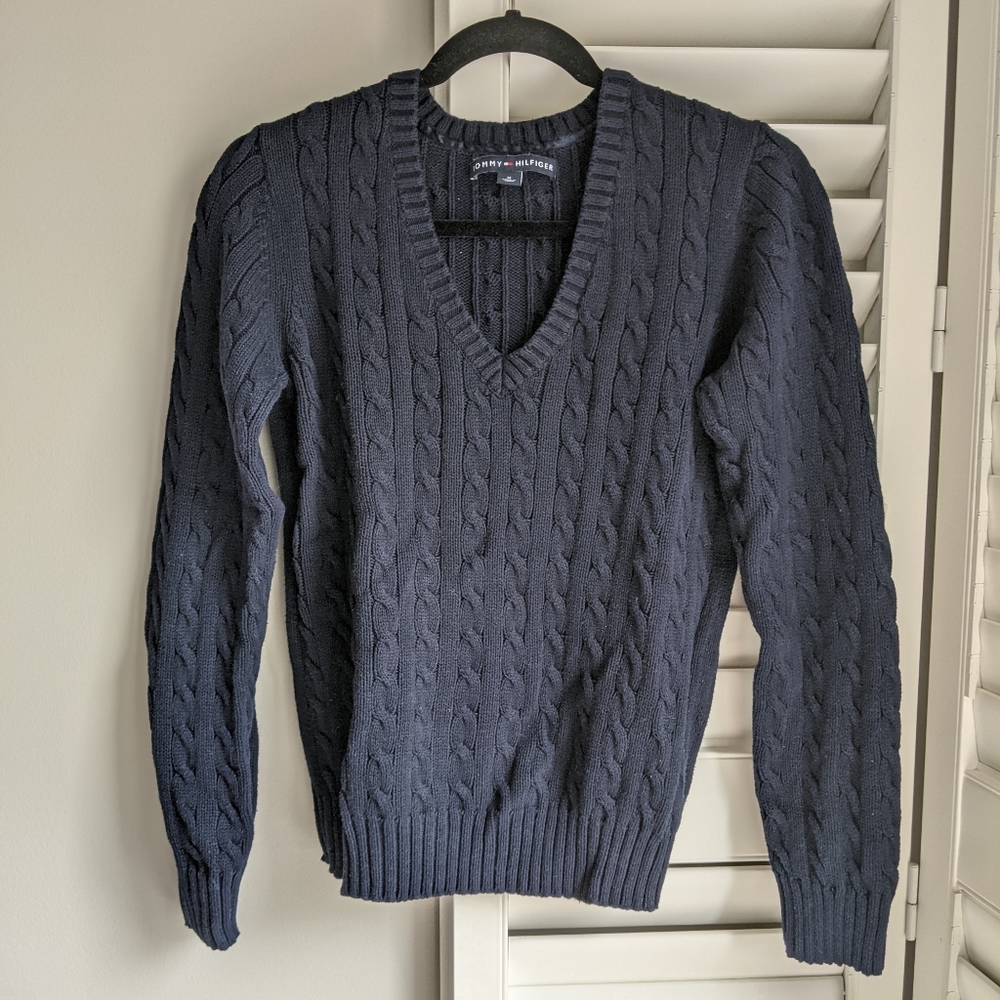 Tommy Hilfiger V-neck Cable Knit Sweater